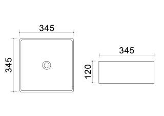 Раковина накладная Azario 34.5х34.5х12 фаянс (AZ41314)